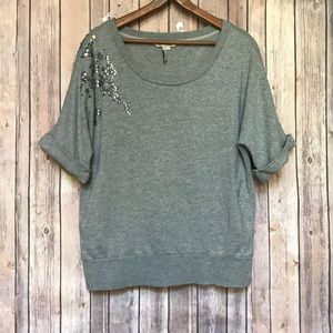 BCBG Short Sleeve Slouchy Sparkle unique Top L